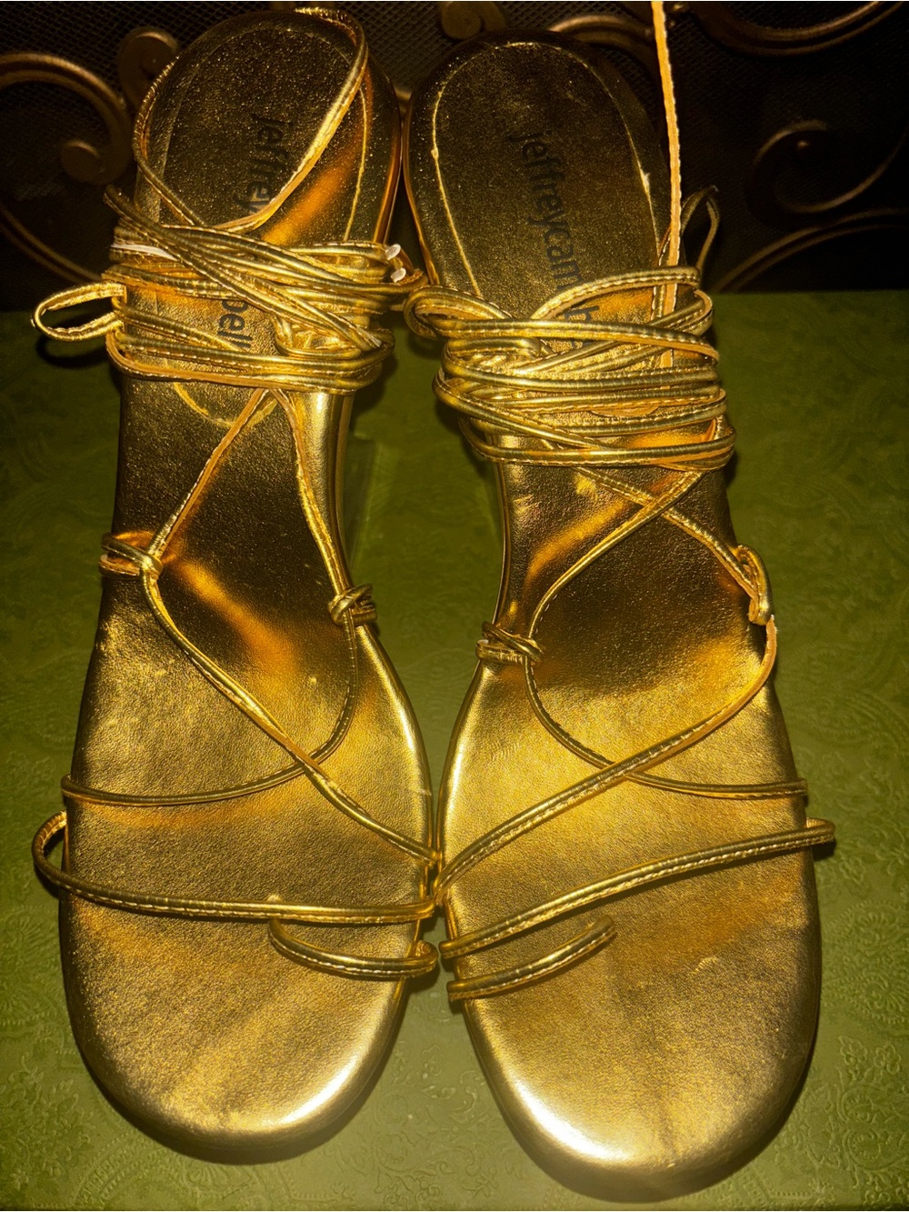 Jeffrey Campbell Metallic Gold Wrap Lace Sandals